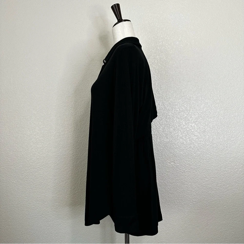 Soft Surroundings Black Criss-Cross Back Button Down Tunic Shirt, Sz Medium - Picture 4 of 13